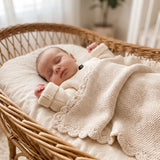 Alimrose Mini Moss Stitch Baby Blanket- Natural