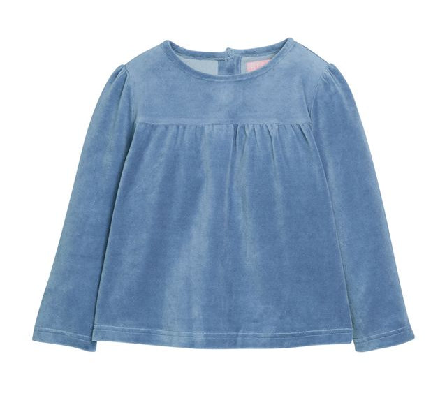 Bisby Lisle Top- Dusty Blue Velour