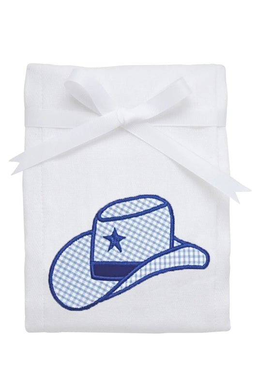 3 Marthas Cowboy Hat Applique Burp Cloth