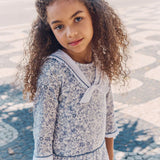 Dark Blue Floral Aranda Girl Drop Waist Dress made by La Coqueta Children's Clothing