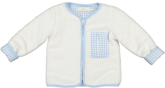 Sal and Pimenta Blue Gingham Fleece Jacket