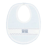 Nellapima Blue Herringbone Embroidered Bib- Train