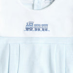 Nellapima Blue Herringbone Embroidered Bubble- Train