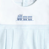 Nellapima Blue Herringbone Embroidered Bubble- Train