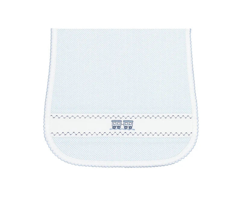 Nellapima Blue Herringbone Embroidered Burp Cloth
