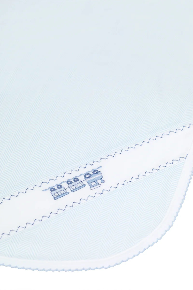 Nellapima Blue Herringbone Embroidered Receiving Blanket