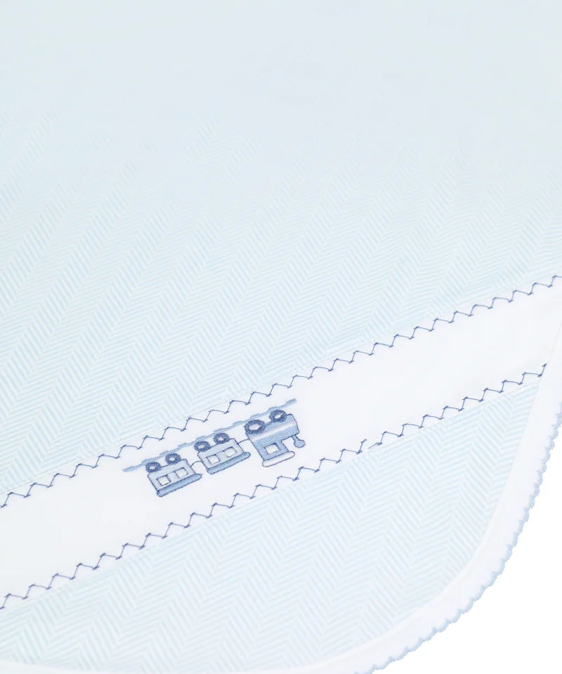 Nellapima Blue Herringbone Embroidered Receiving Blanket