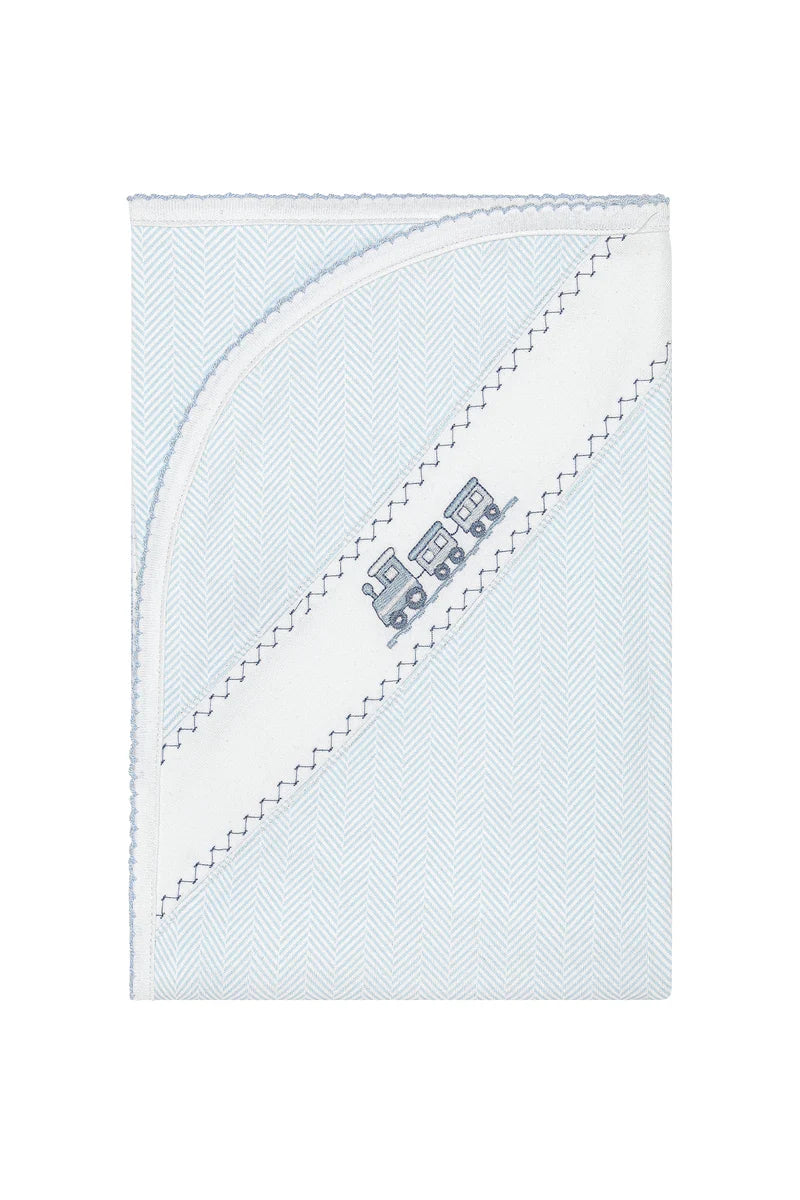 Nellapima Blue Herringbone Embroidered Receiving Blanket