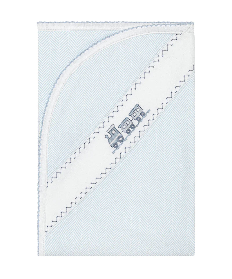 Nellapima Blue Herringbone Embroidered Receiving Blanket