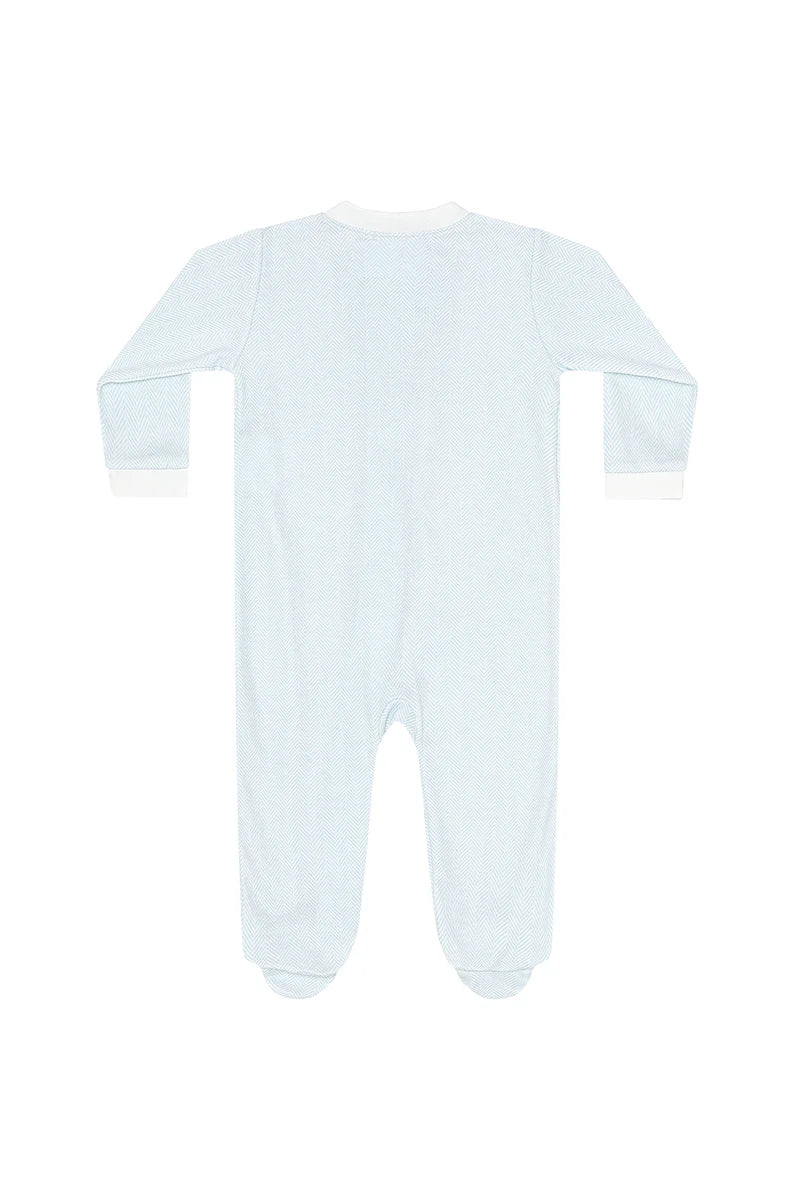 Nellapima Blue Herringbone Zipper Footie