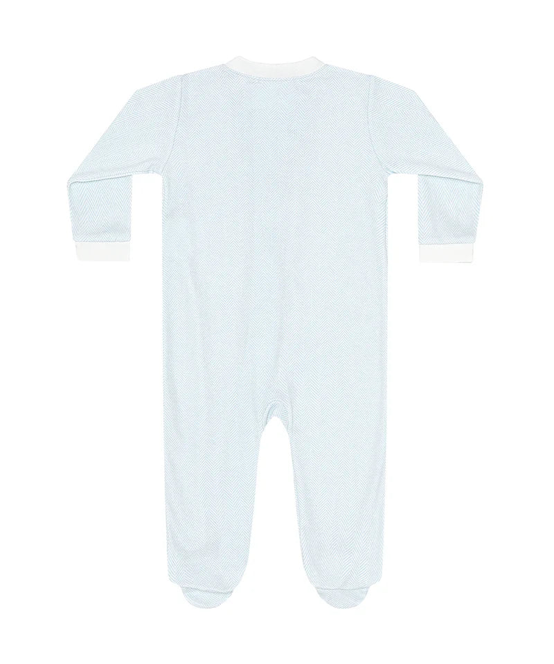 Nellapima Blue Herringbone Zipper Footie