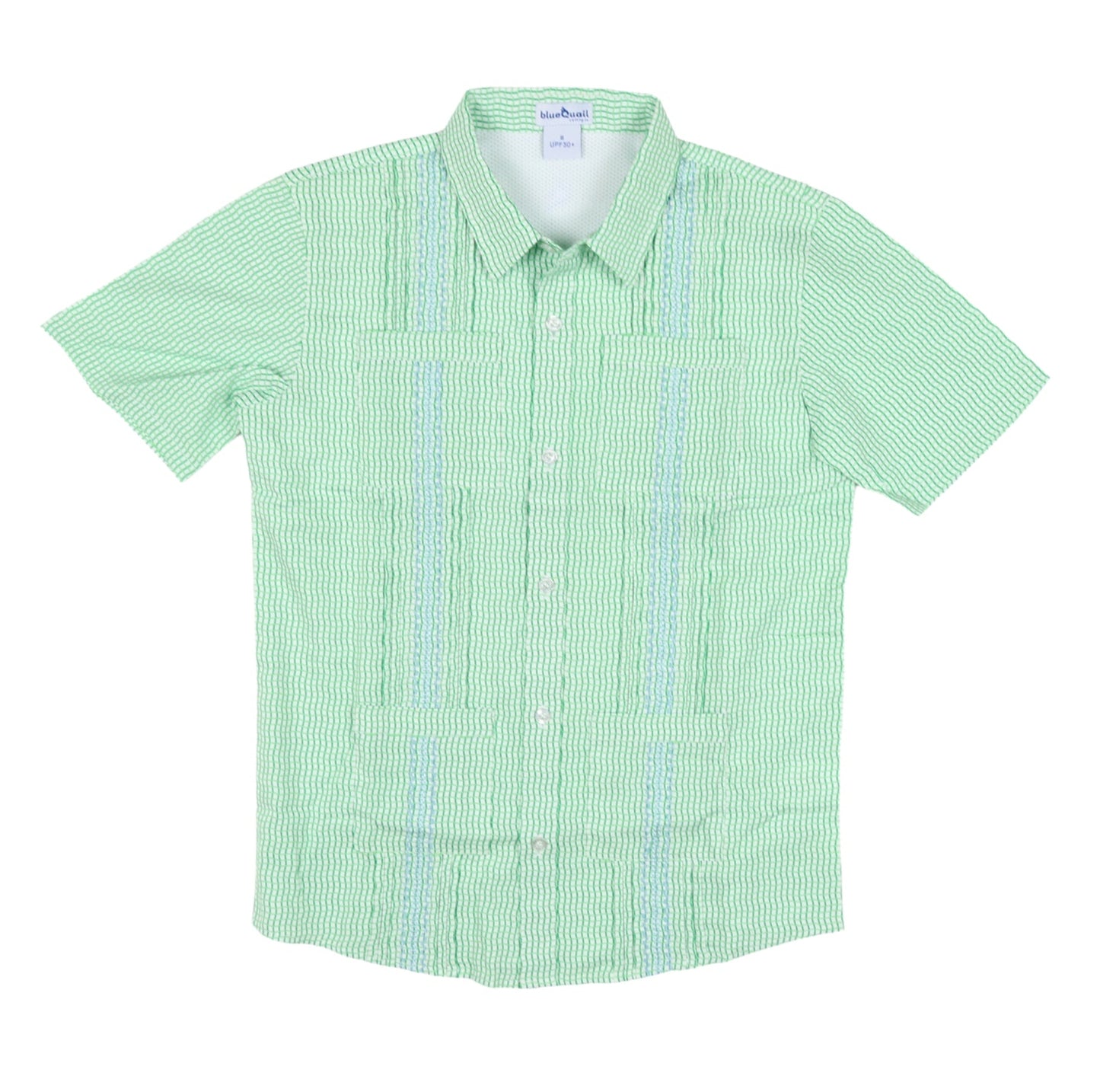 BlueQuail Jade Apple Wave Check Guayabera