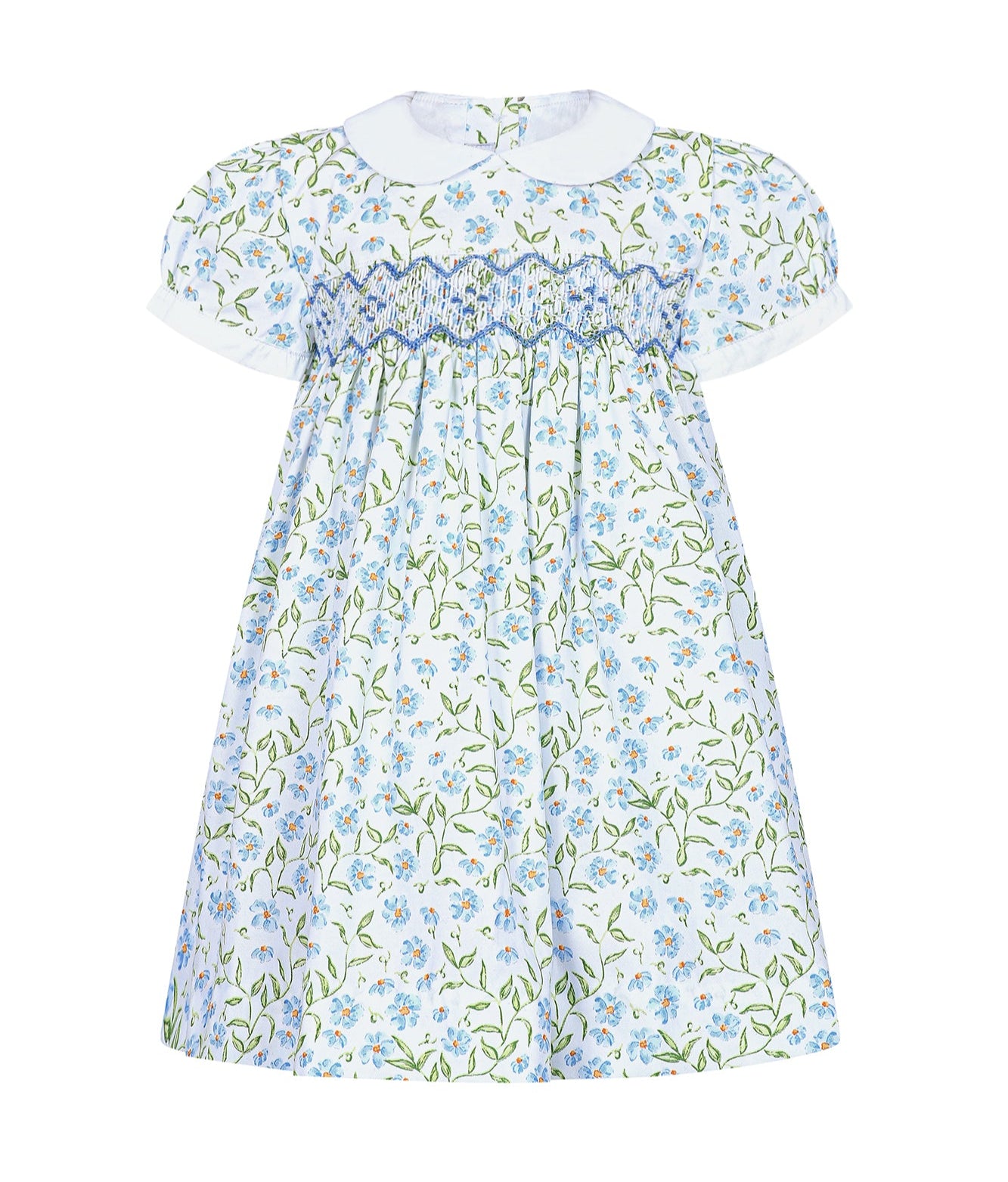 Nellapima Blue Vines Woven Smocked Dress