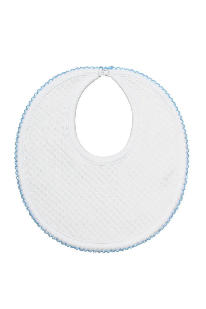 Nellapima Milano Baby Bib- Blue Picot Trim