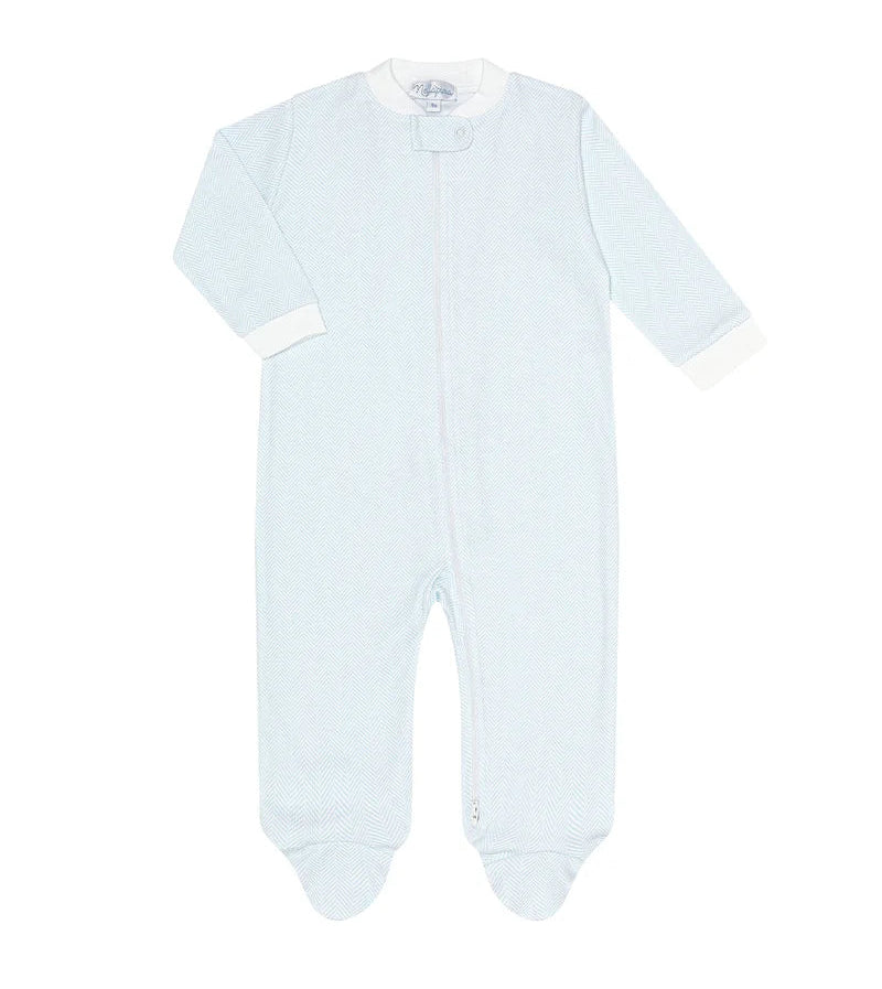Nellapima Blue Herringbone Zipper Footie