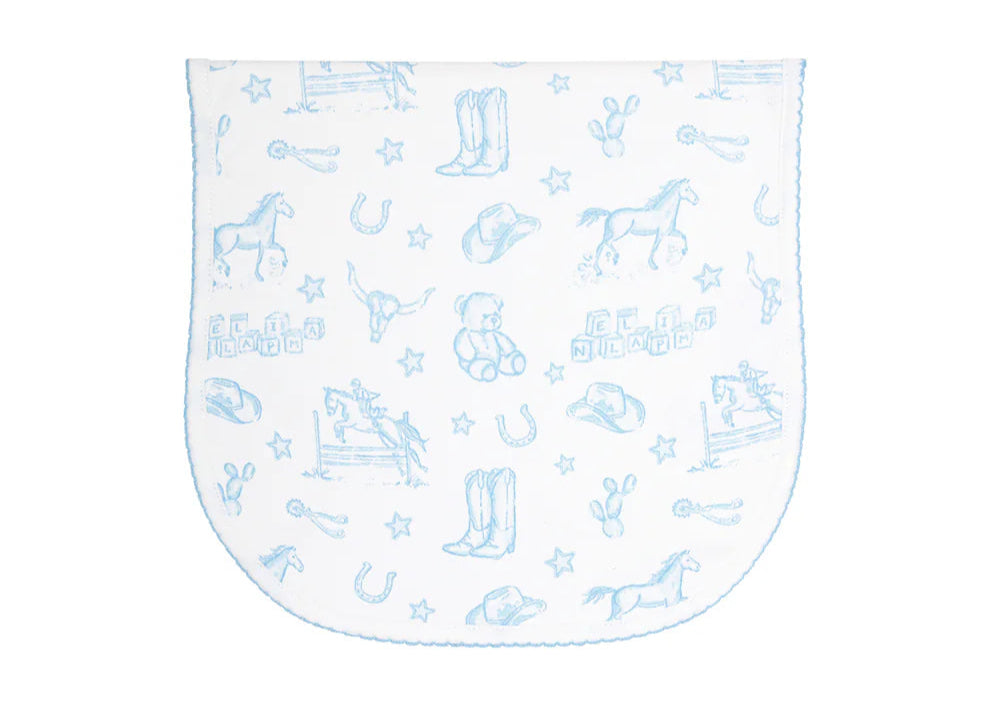 Nellapima Blue Lone Star Toile Burp Cloth