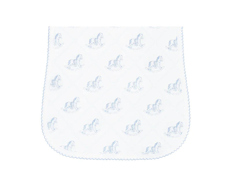 Nellapima Blue Rocking Horse Burp Cloth