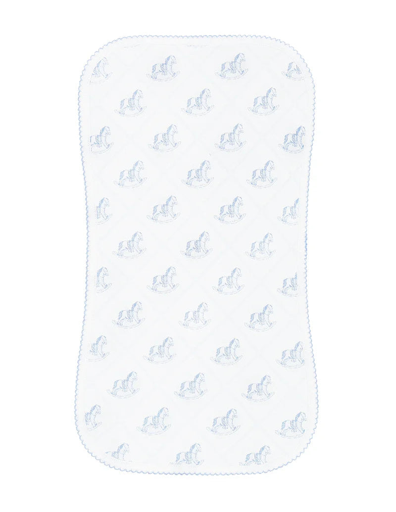Nellapima Blue Rocking Horse Burp Cloth