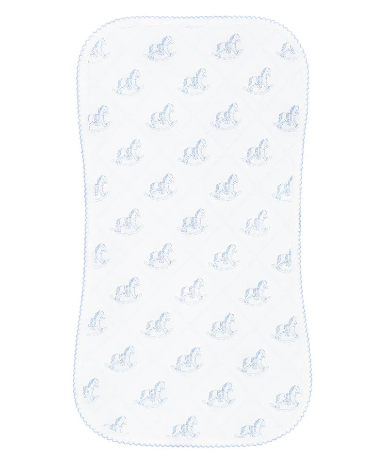 Nellapima Blue Rocking Horse Burp Cloth