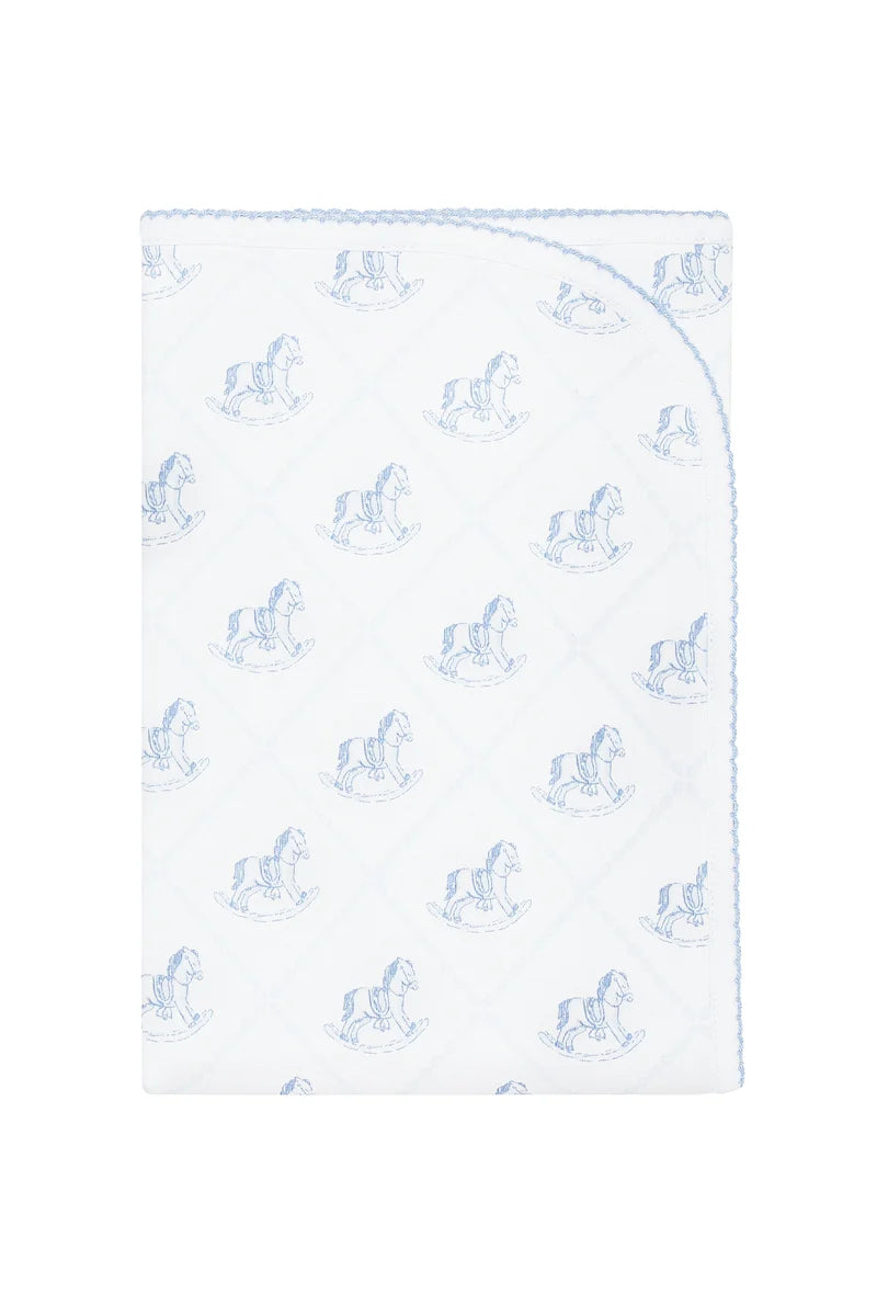 Nellapima Blue Rocking Horse Receiving Blanket