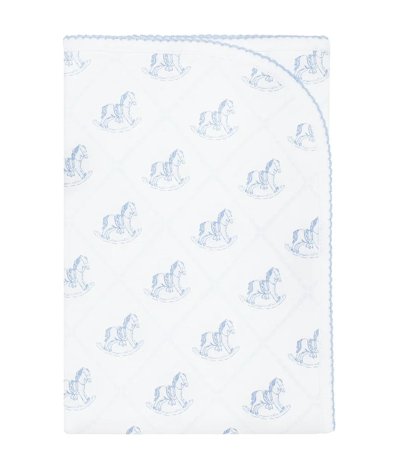 Nellapima Blue Rocking Horse Receiving Blanket