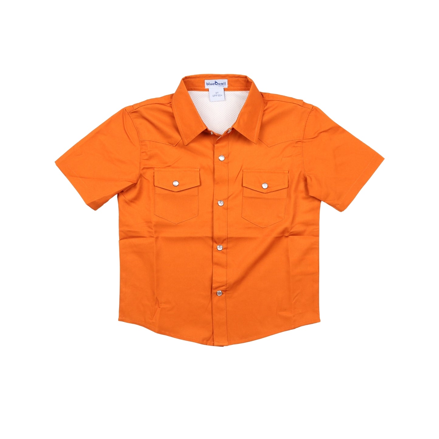 BlueQuail Gameday Burnt Orange Pearl Snap Boys Short Sleeve Shirt