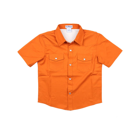 BlueQuail Gameday Burnt Orange Pearl Snap Boys Short Sleeve Shirt