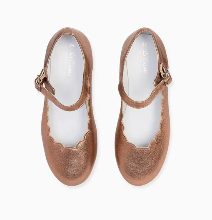 La Coqueta Rose Gold Girl Scallop Mary Jane