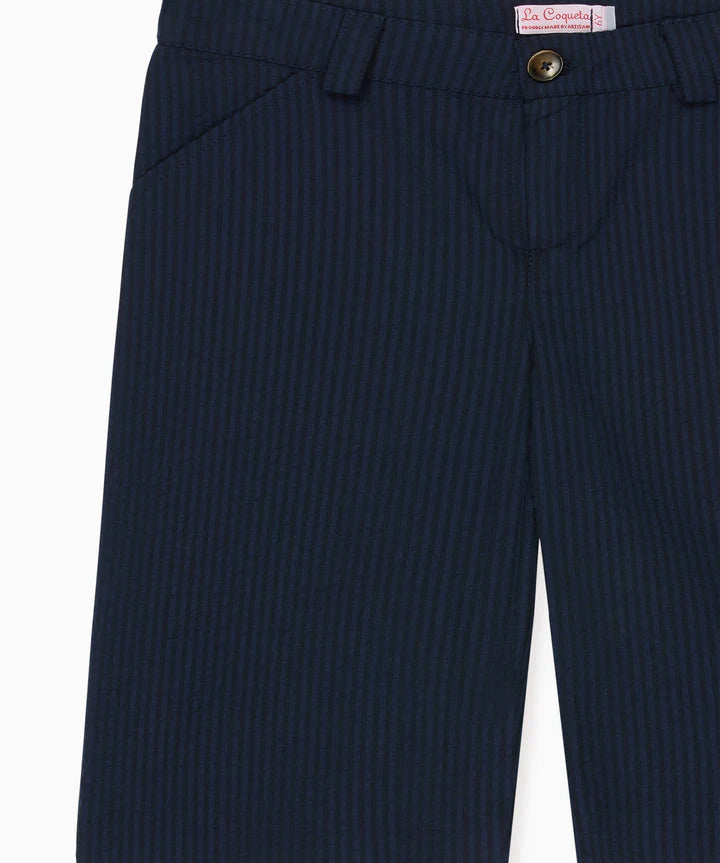 Navy Seersucker Bocusi Boy Chino Shorts