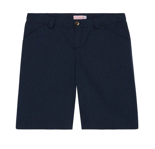La Coqueta Navy Seersucker Bocusi Boy Chino Shorts