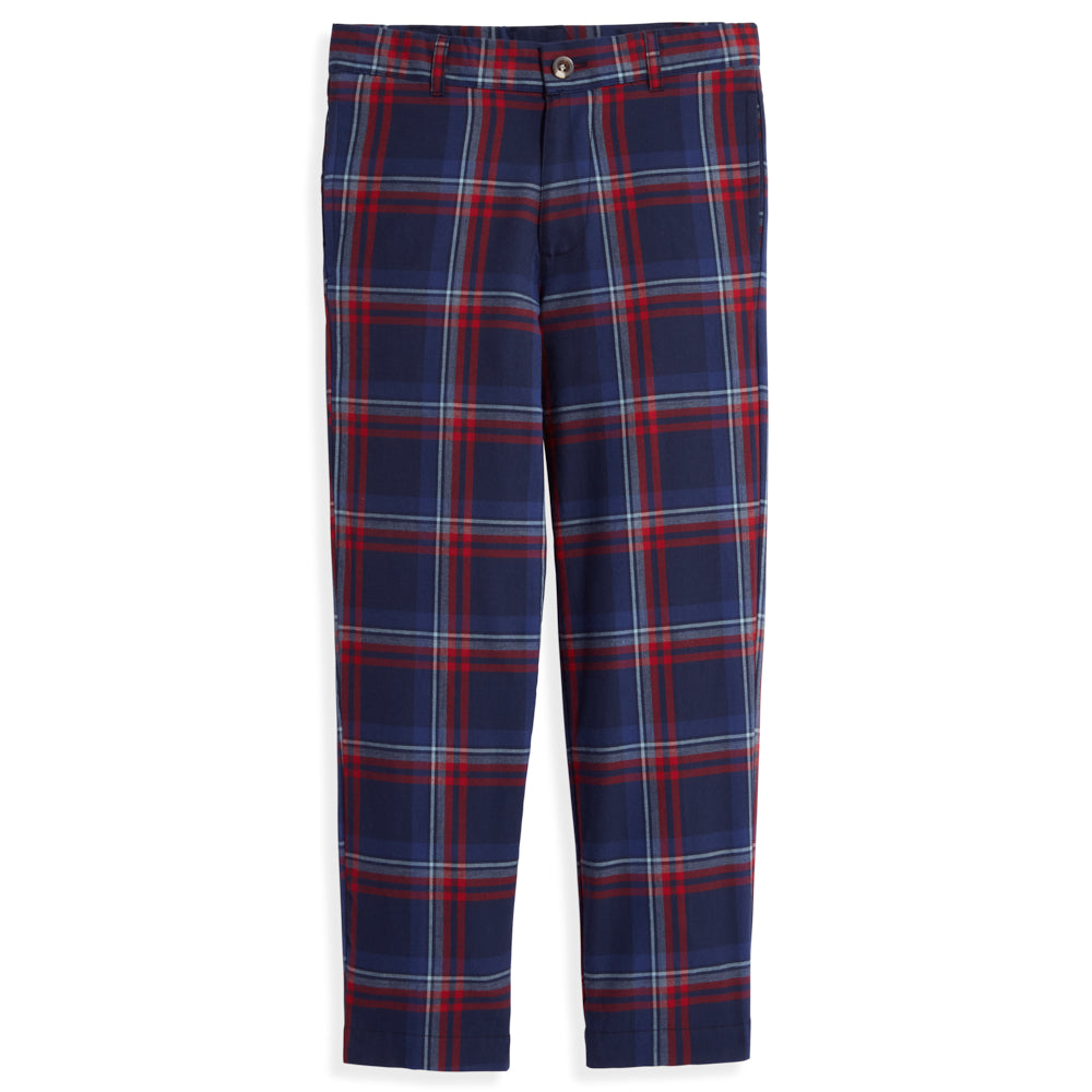 Bella Bliss Boy's Plaid Slim Pant- Calvary Plaid