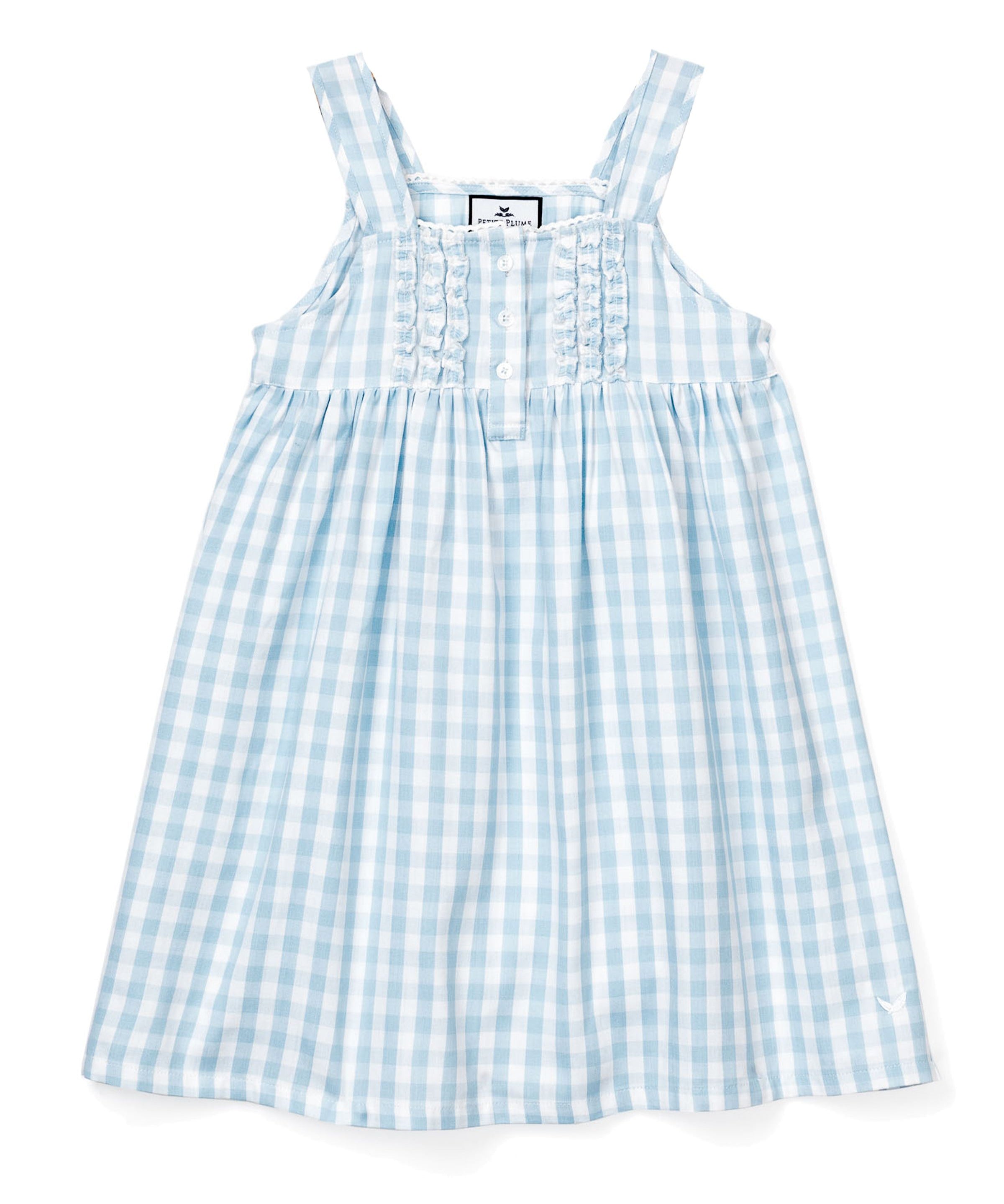 Petite Plume Light Blue Gingham Charlotte Nightgown