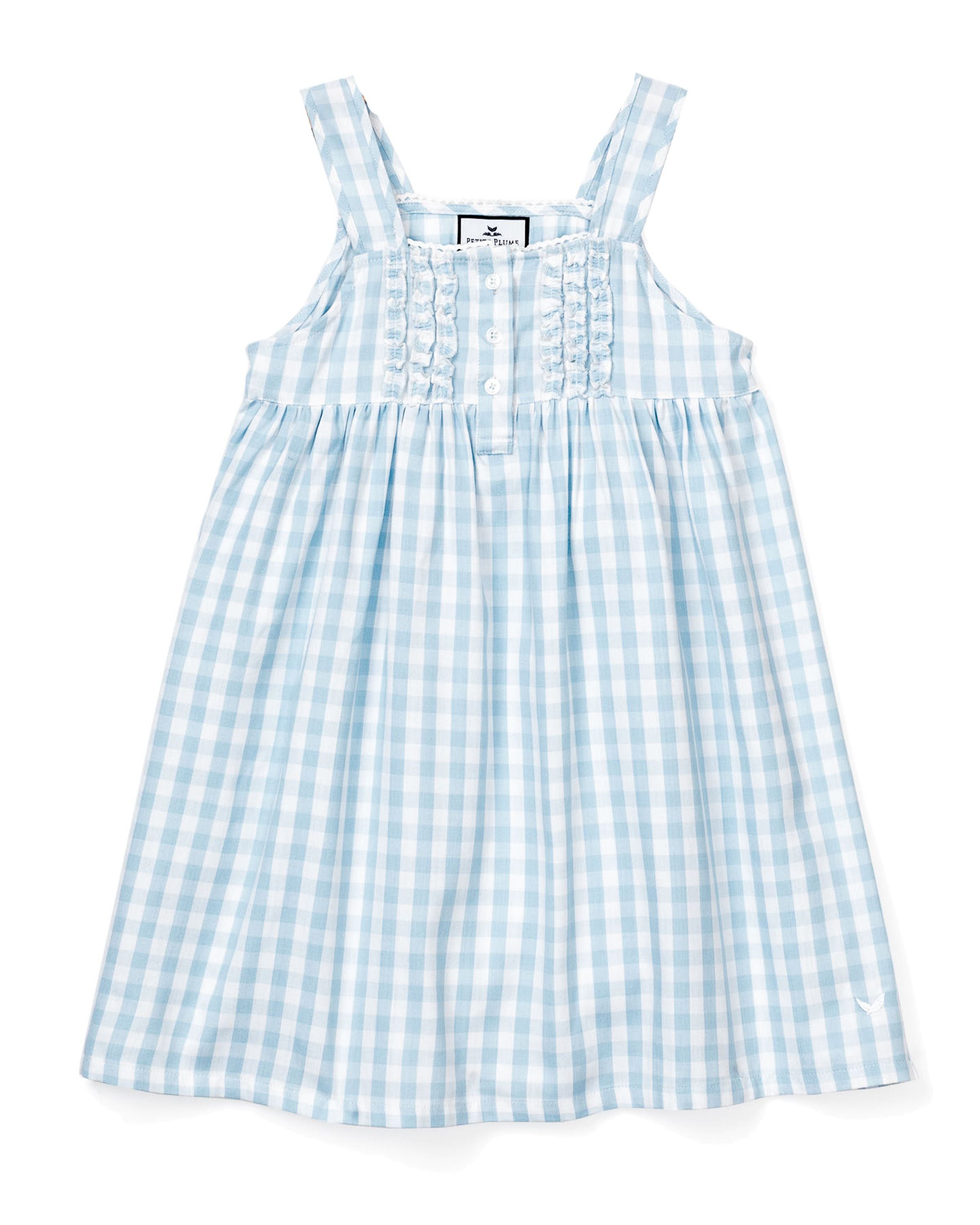 Petite Plume Light Blue Gingham Charlotte Nightgown