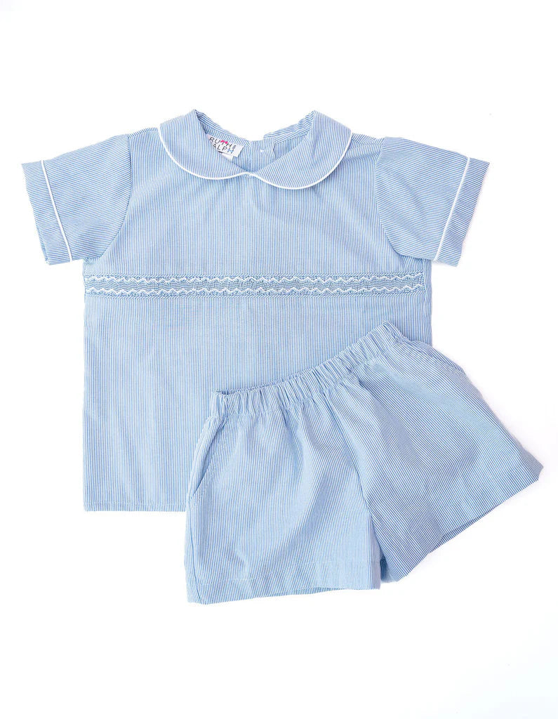 Ruth and Ralph Striped Blue Samuel Shorts Set