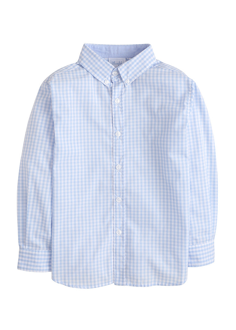 Little English Button Down Shirt - Airy Blue Plaid