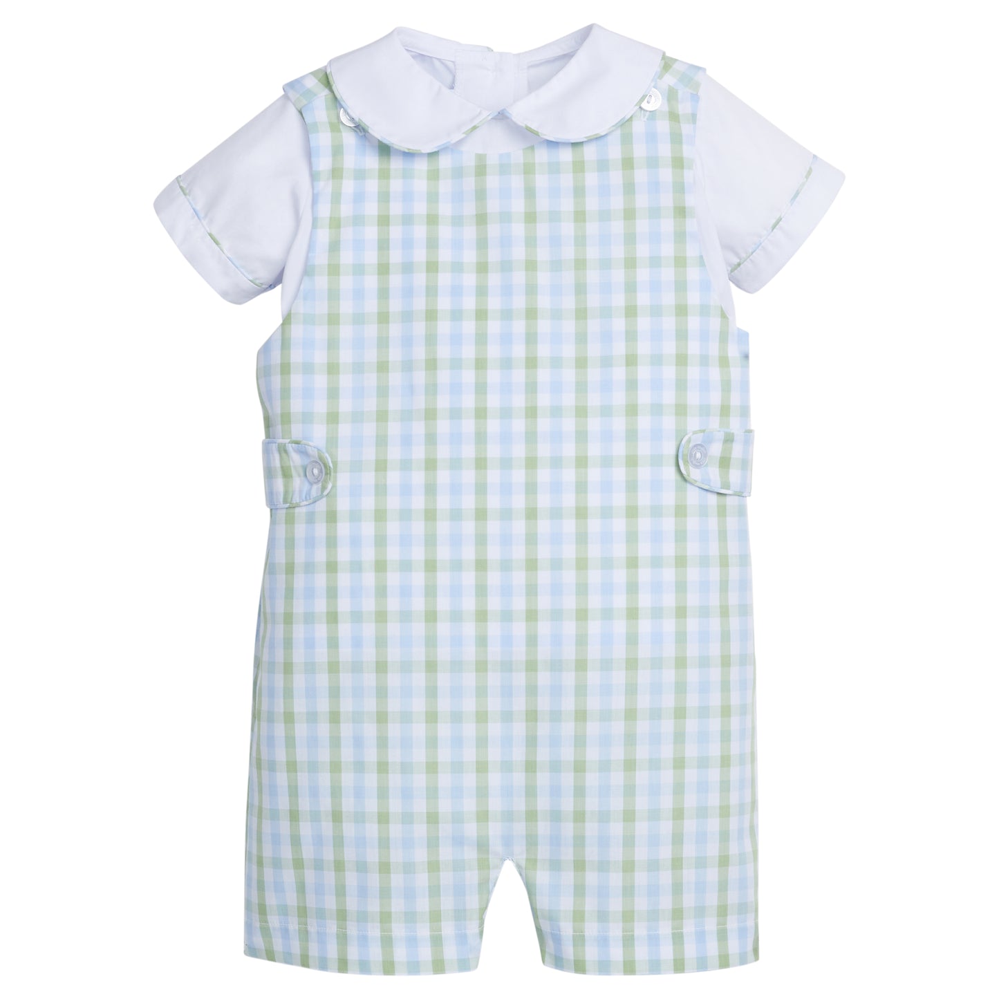 Little English Button Tab Jon Jon Set- Cheekwood Plaid