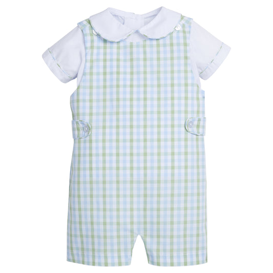 Little English Button Tab Jon Jon Set- Cheekwood Plaid