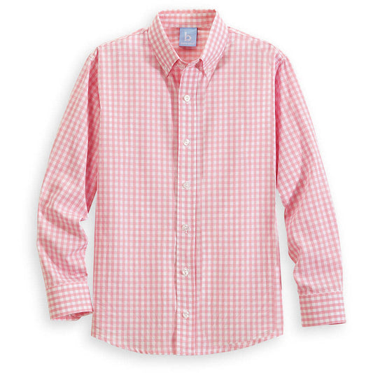 Bella Bliss Button Down Shirt- Pink Soft Check