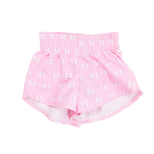 Azarhia Pink Bow Athletic Shorts for Kids
