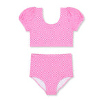 Gingham Puff Sleeve Bikini 