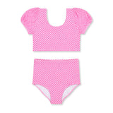 Gingham Puff Sleeve Bikini 