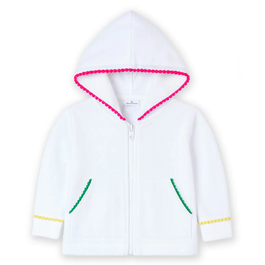 Florence Eiseman Terry Hoodie With Pom Poms