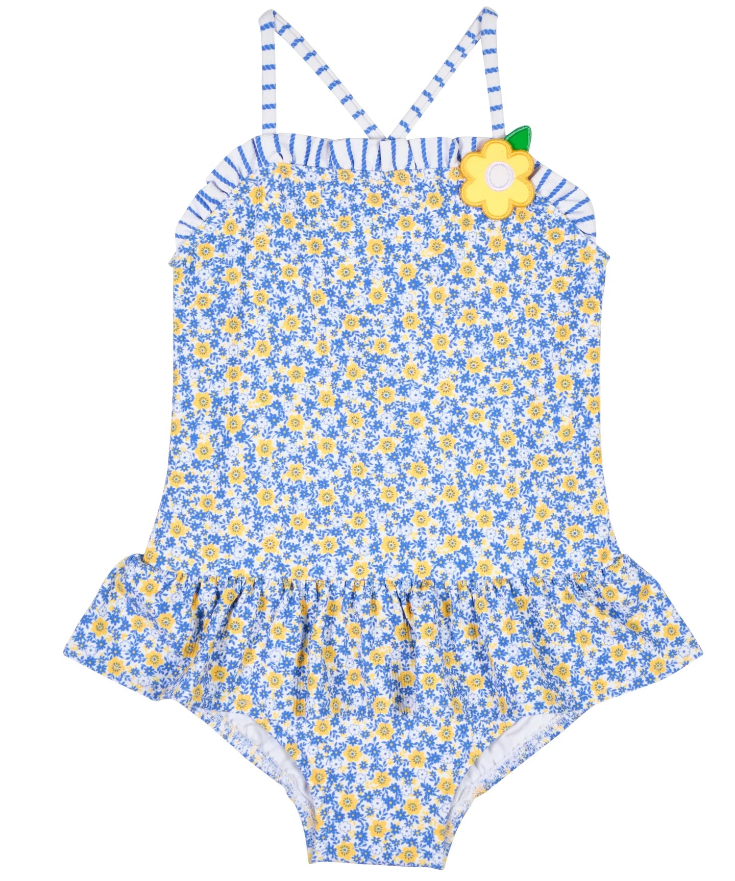 Florence Eiseman Floral Skirted Swimsuit With Flower