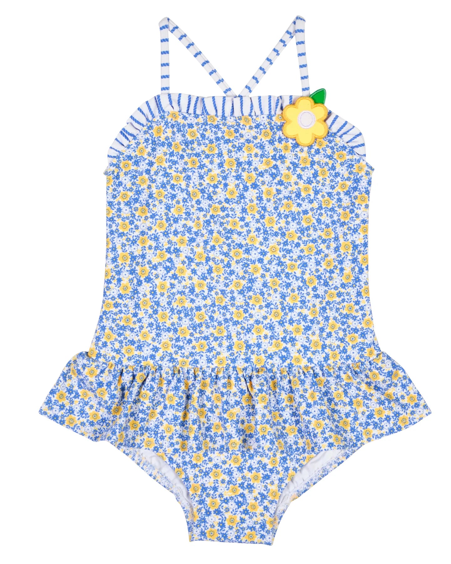 Florence Eiseman Floral Skirted Swimsuit With Flower