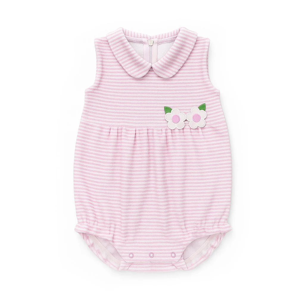 Florence Eiseman Stripe Terry Romper With Flowers