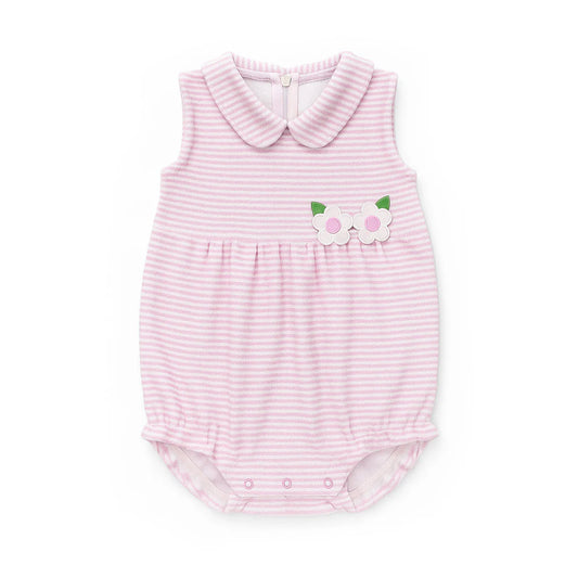Florence Eiseman Stripe Terry Romper With Flowers
