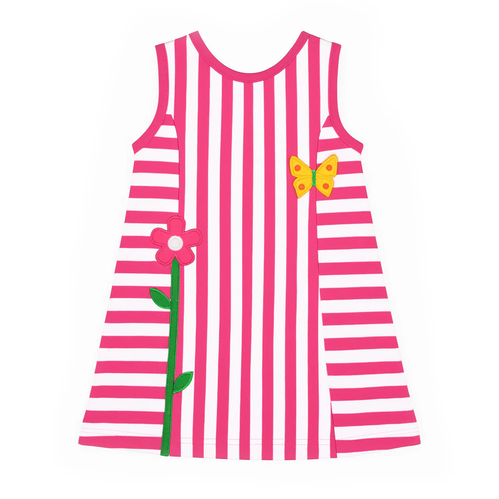 Florence Eiseman Stripe Knit Dress With Flower