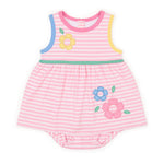 Florence Eiseman Stripe Knit Romper With Flowers