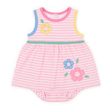Florence Eiseman Stripe Knit Romper With Flowers