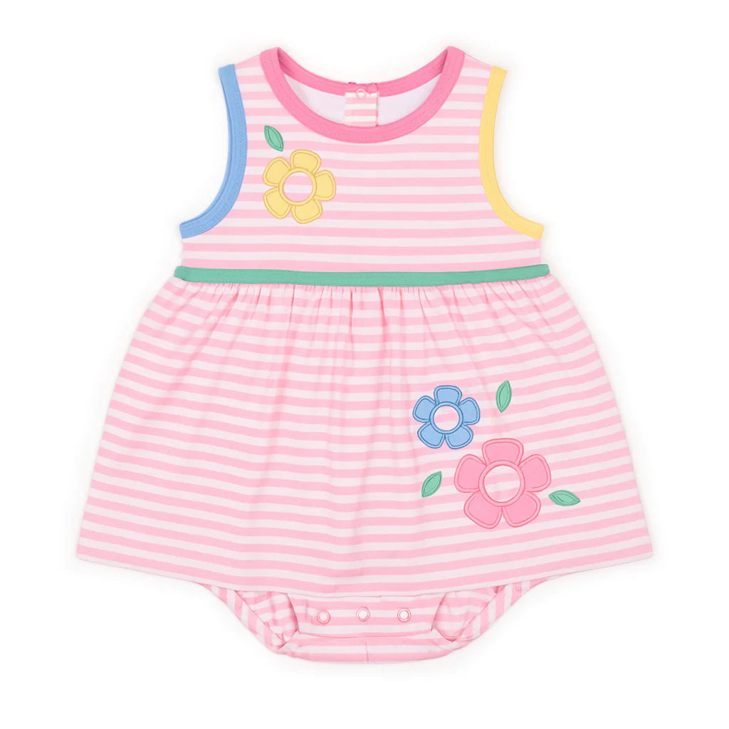 Florence Eiseman Stripe Knit Romper With Flowers